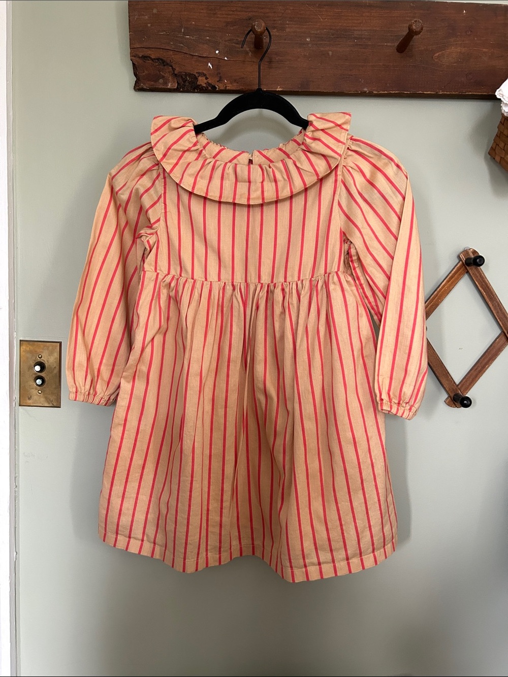 Hanna Andersson Cream and Coral Striped Girls Dress
